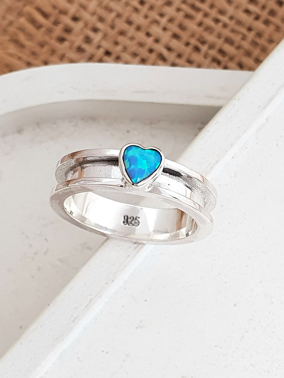 Thumbnail: Sterling silver equestrian ring with Synthetic Opal | RG887855