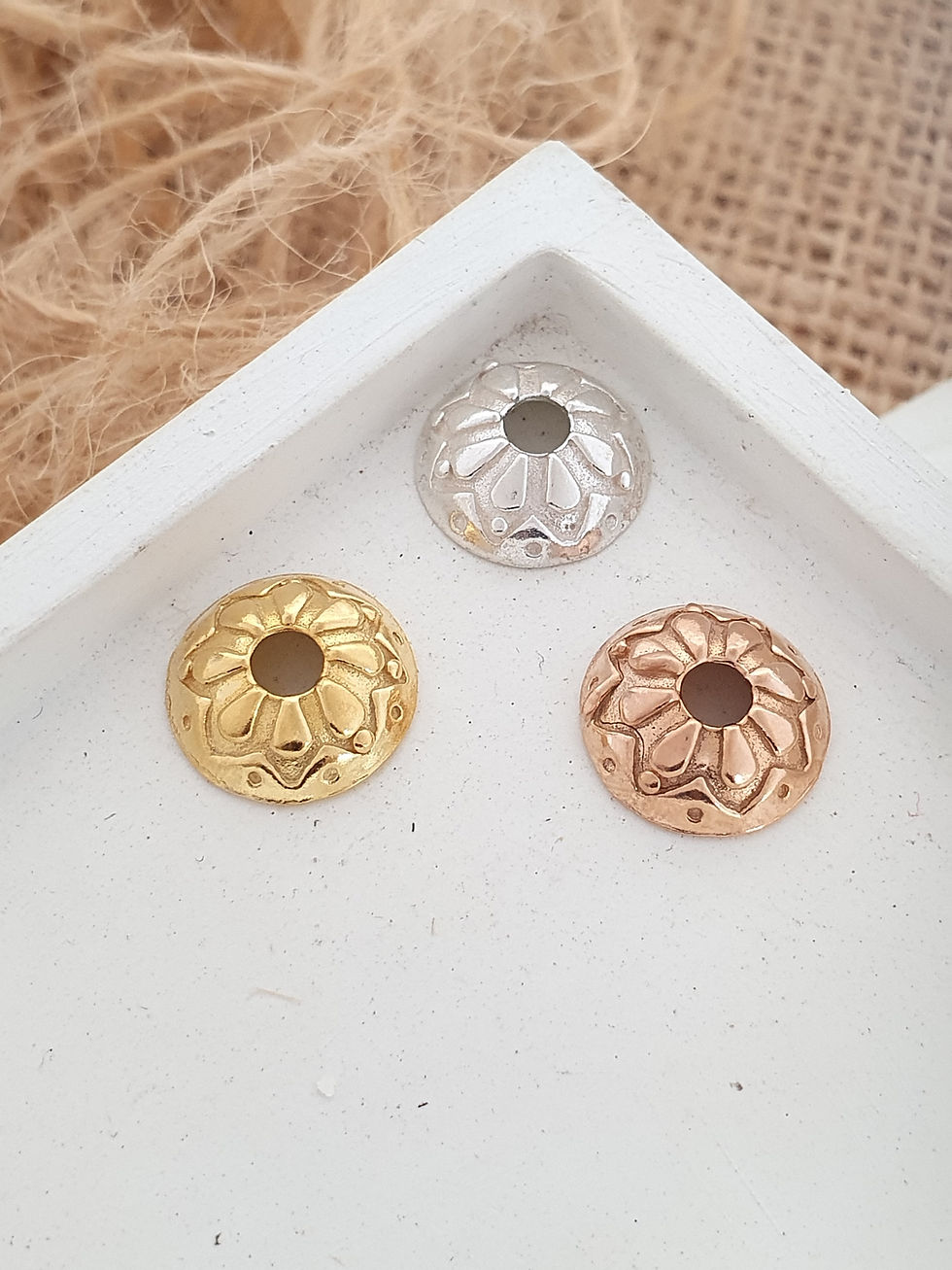 Thumbnail: Sterling silver circle beadcap 12.25 x 4.25 | BC229128