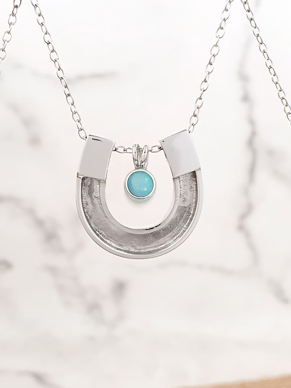 Thumbnail: Sterling silver Equestrian Horseshoe Necklaces with Gemstones | CH557365