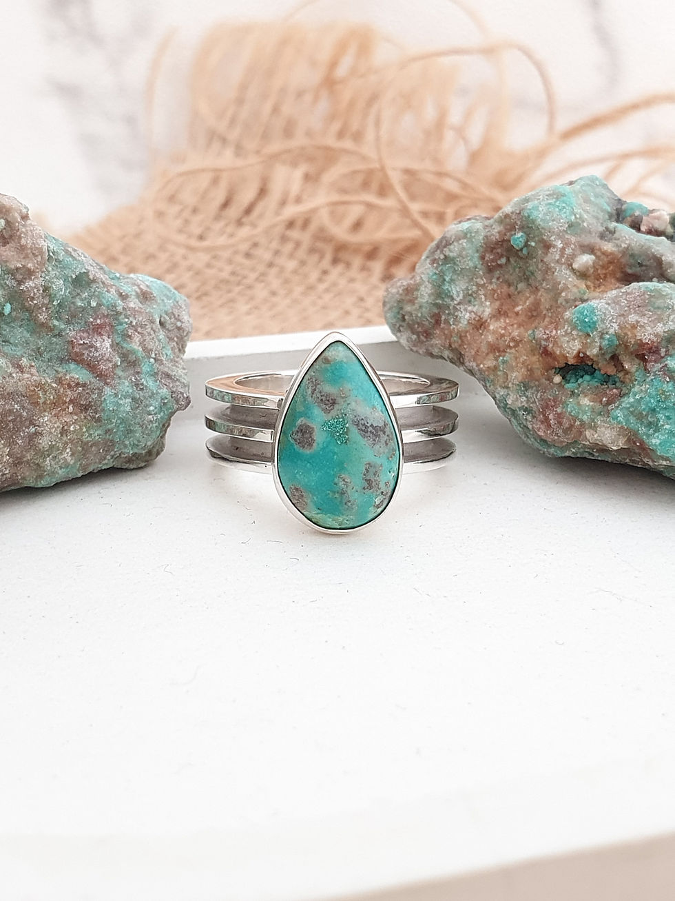 Thumbnail: Sterling silver equestrian horsehair ring with Turquoise | RG887871