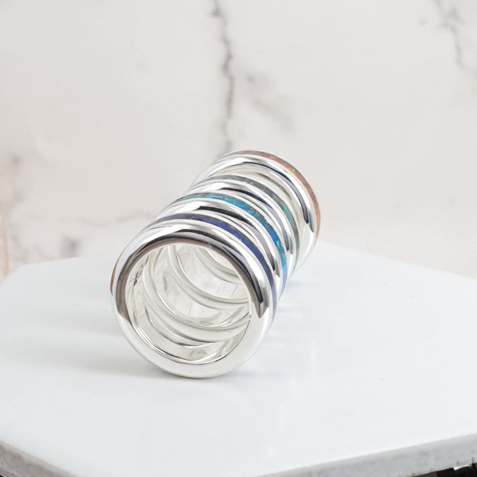 Miniature : Sterling silver inlay ring with Natural crushed Opal | RG887846