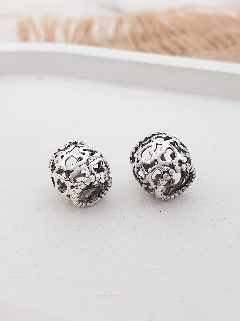 Thumbnail: Sterling silver round slider spacer bead wire motif and ball | SL878875