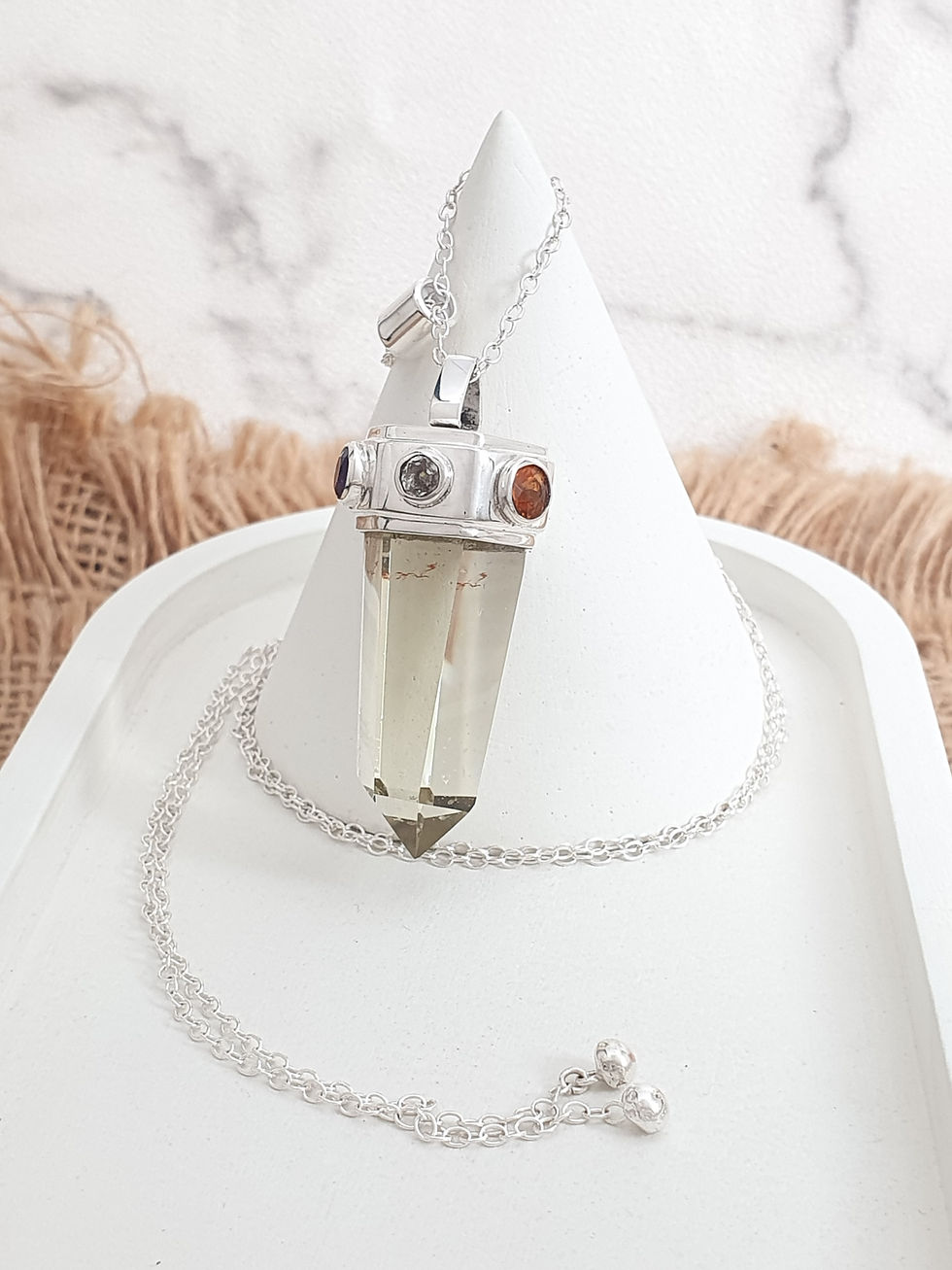 Miniaturbild: Sterling silver necklace with Citrine and Spinel | NL779083