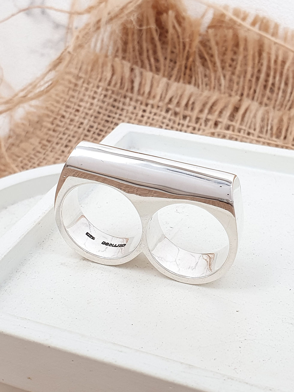 Thumbnail: Sterling silver oval double rings | RG667810