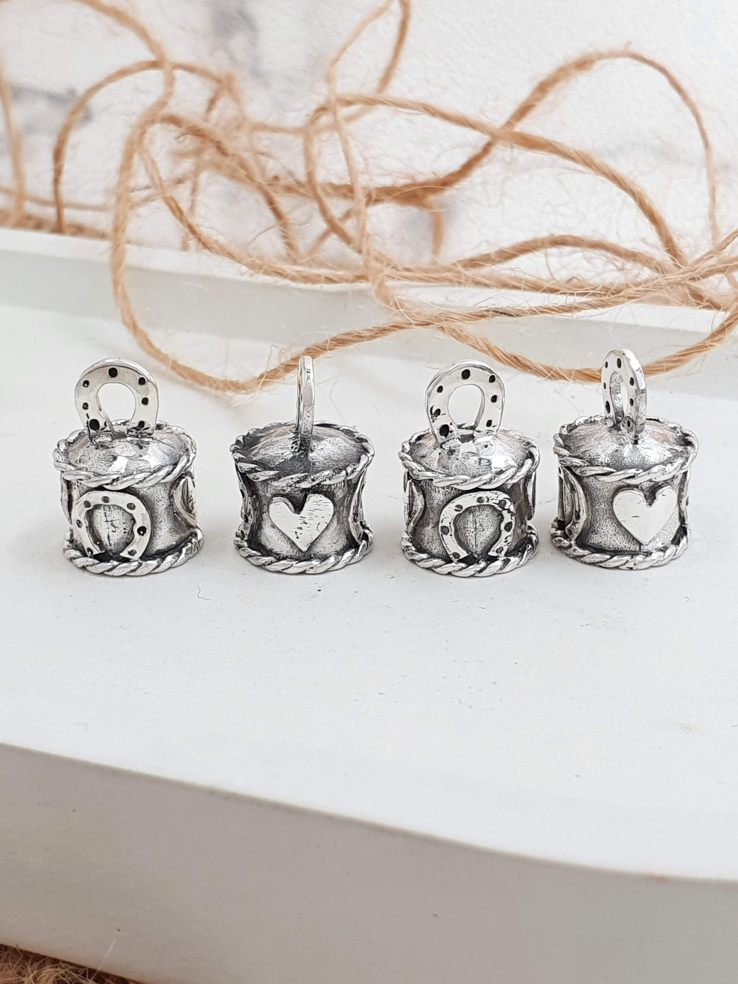 Sterling silver hammer rustic end cap | EC998903