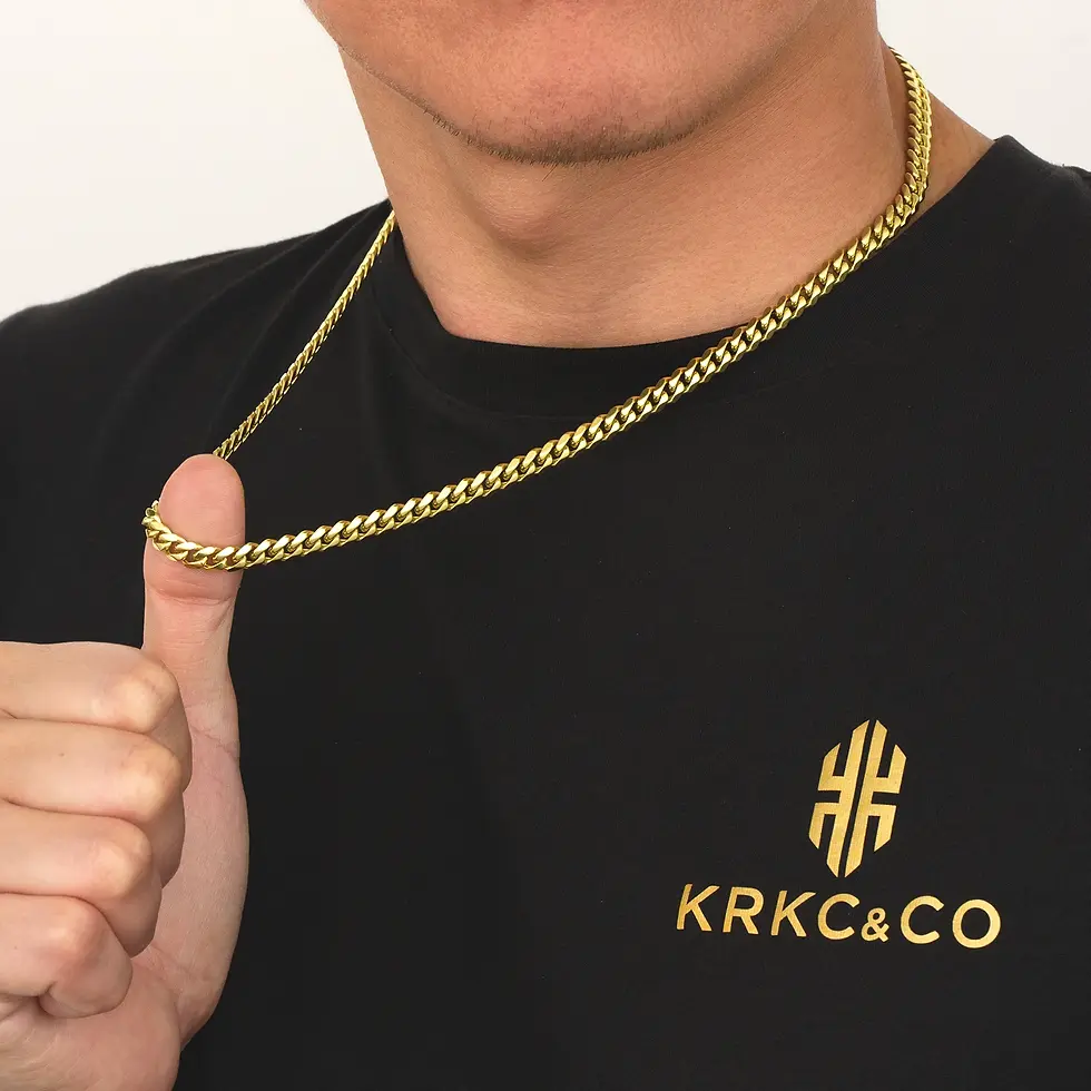 Thumbnail: KRKC Wholesale 6mm 8mm 14k Gold Plated Stainless Steel Miami Cuban Link Chain