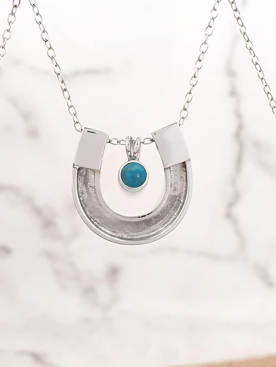 Thumbnail: Sterling silver Equestrian Horseshoe Necklaces with Gemstones | CH557365