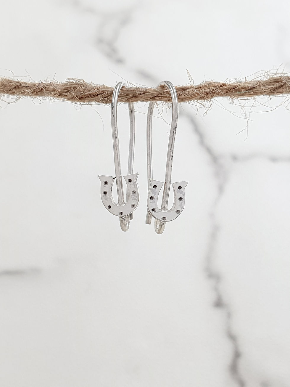 Thumbnail: Sterling silver Fancy ear hook with 6 mm horseshoe | EW889156