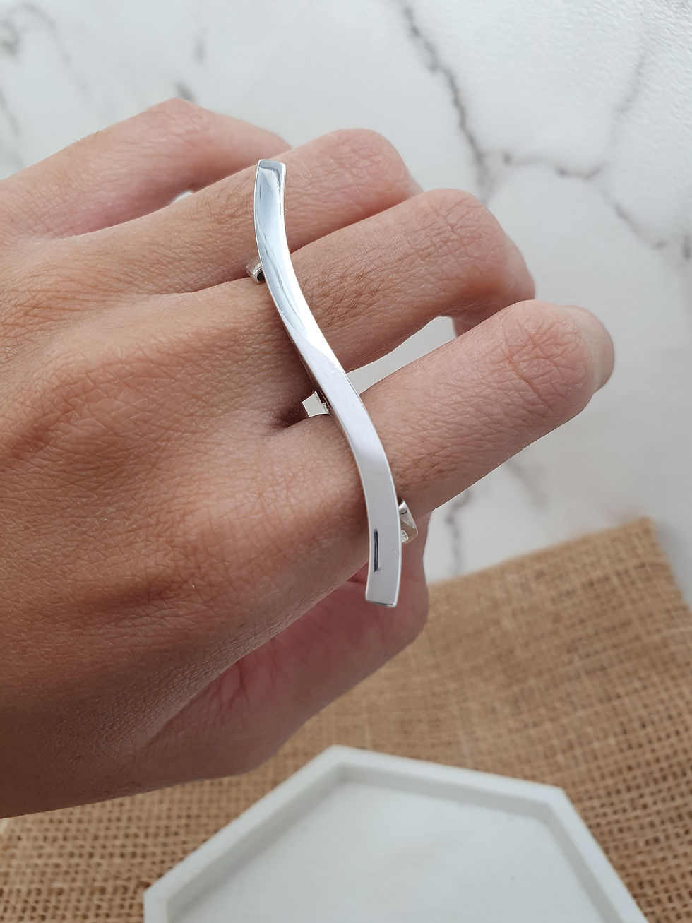 Thumbnail: Sterling silver double rings square wire | RG667806