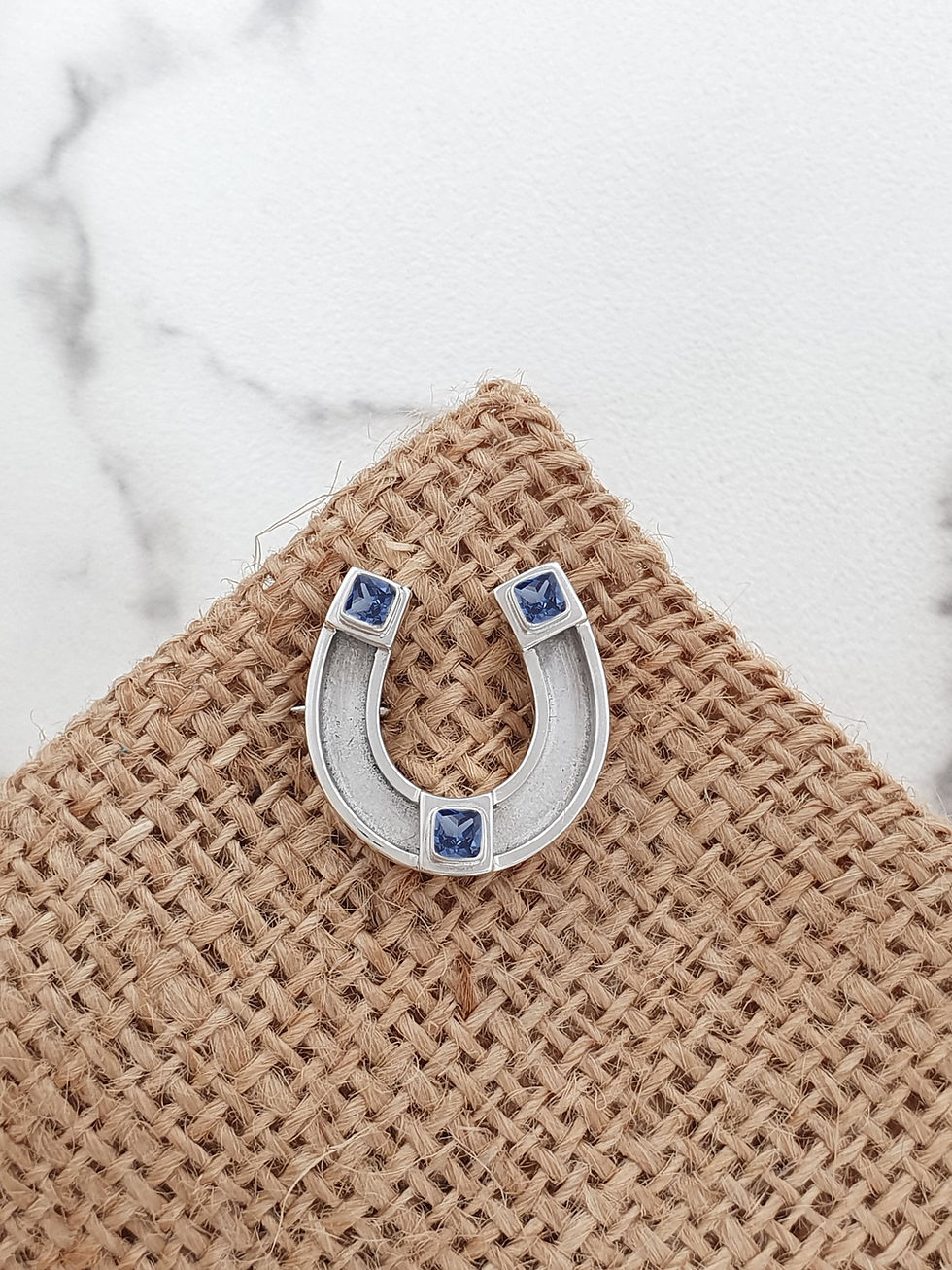 Miniature : Sterling silver equestrian pin brooch with CZ | BP818106