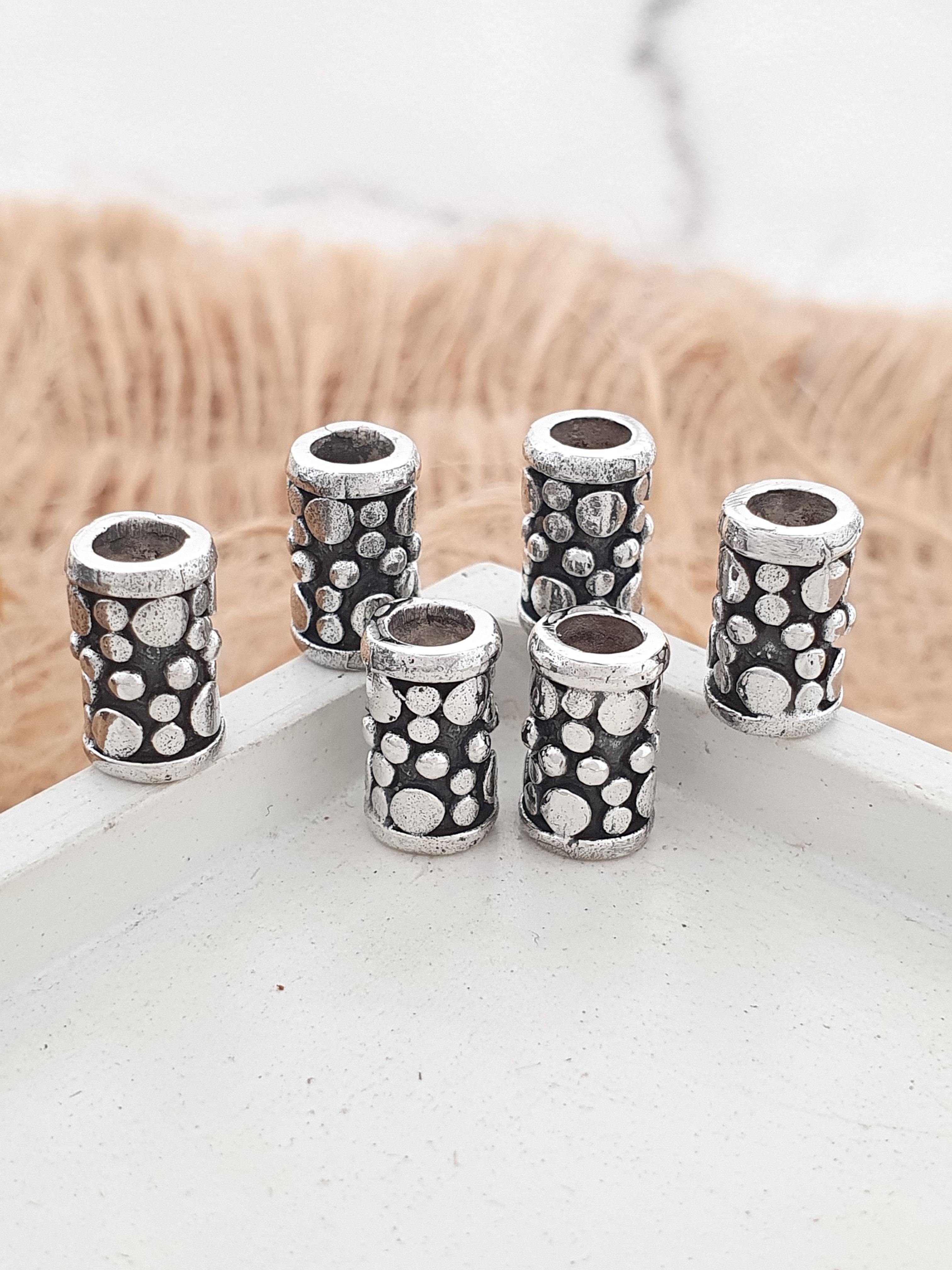 Sterling silver tube bead flat ball 12 x 6 x 4 mm | SL878826