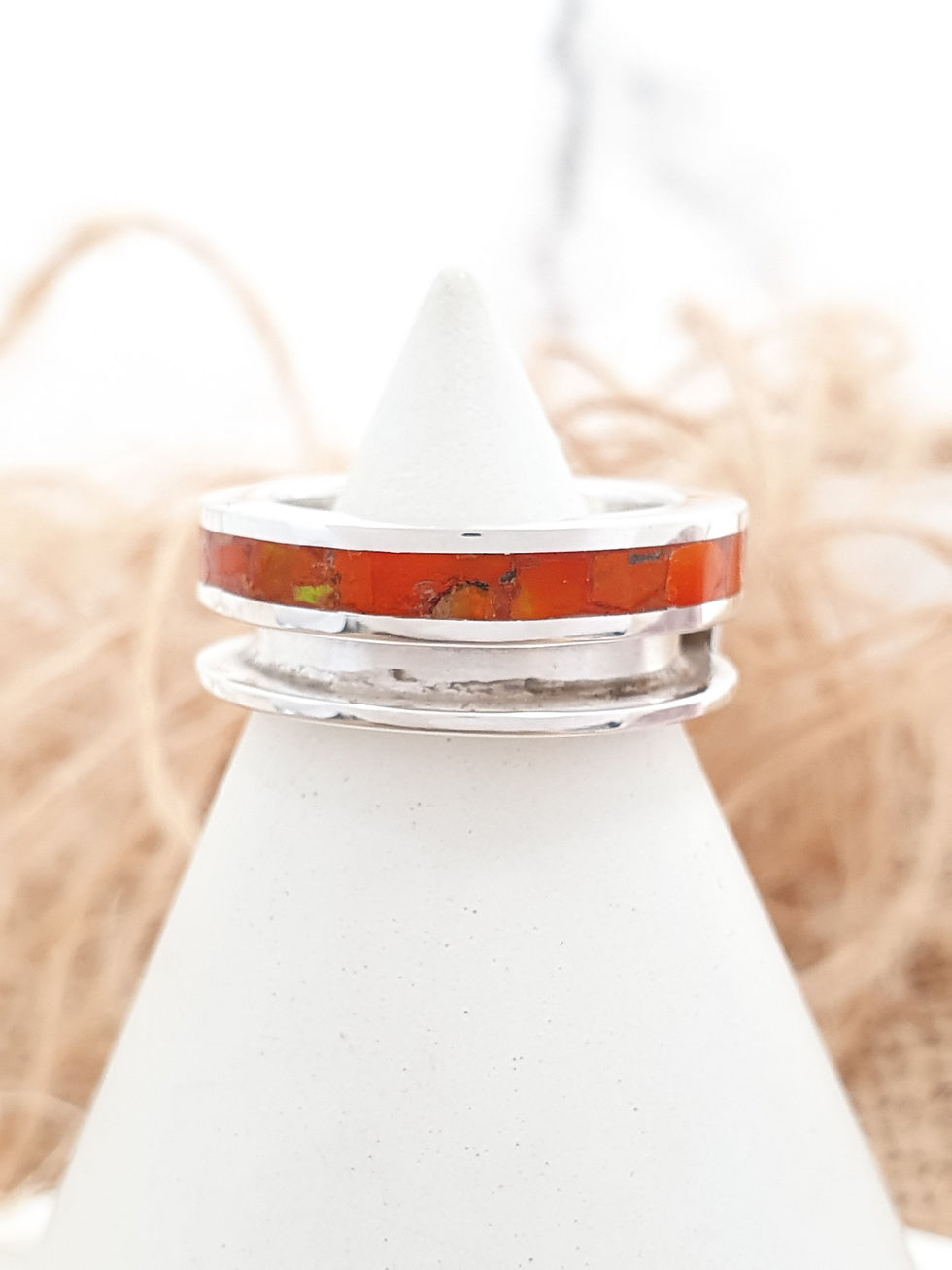 Thumbnail: Sterling silver equestrian ring with crushed Opal | RG887852