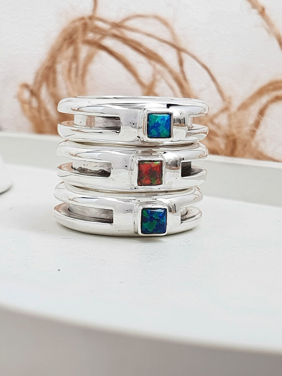Miniature : Sterling silver equestrian ring with Synthetic Opal | RG887844