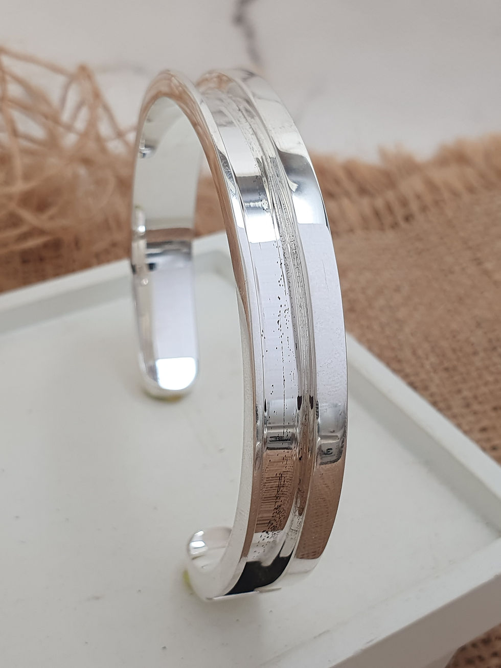 Thumbnail: Sterling silver Equestrian horsehair Mens Cuff | CUFF11