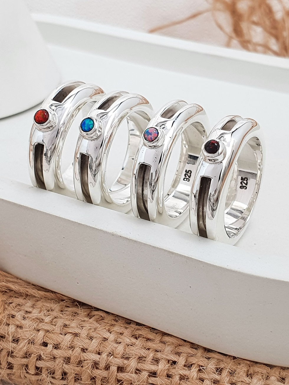 Thumbnail: Sterling silver equestrian ring with Synthetic Opal | RG887843