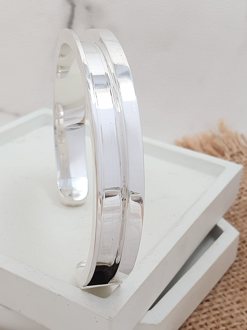 Thumbnail: Sterling silver Equestrian horsehair Mens Cuff | CUFF11