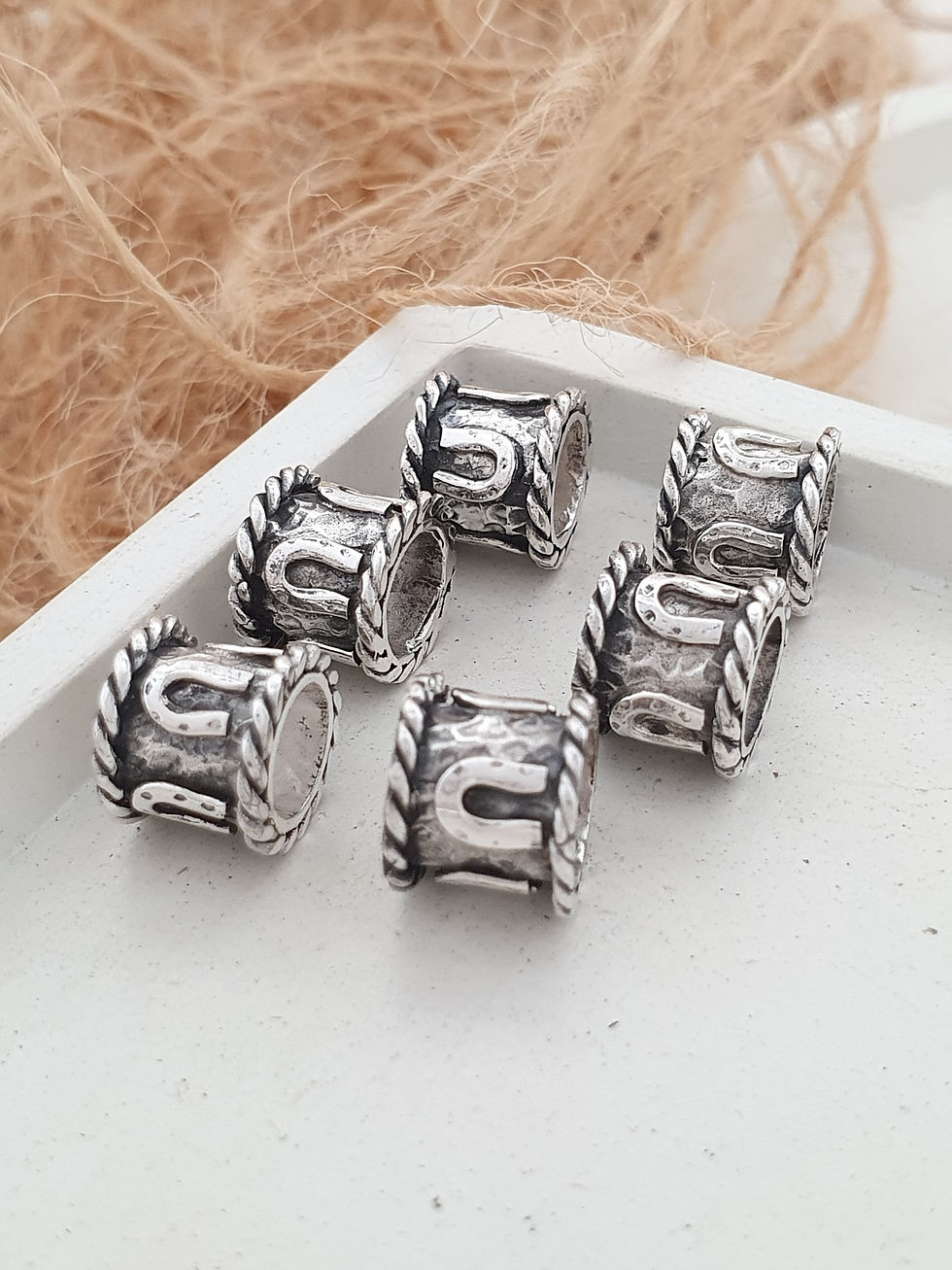 Miniatura: Sterling silver hammer rustic slider 6 x 8 mm | SL878842