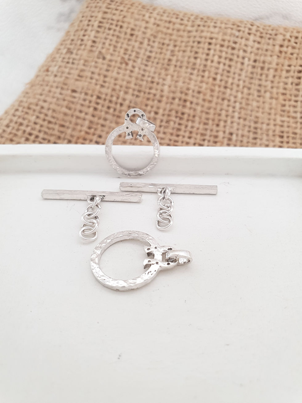 Thumbnail: Sterling silver toggle & ring 25 mm hammer with horseshoe | CL228805