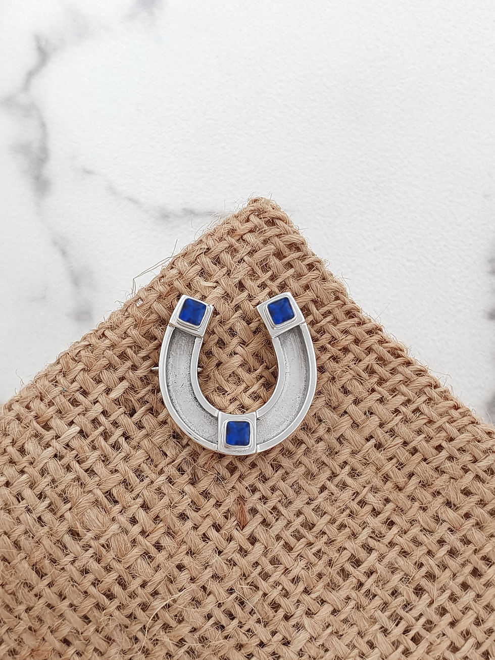 Miniature : Sterling silver equestrian pin brooch with CZ | BP818106