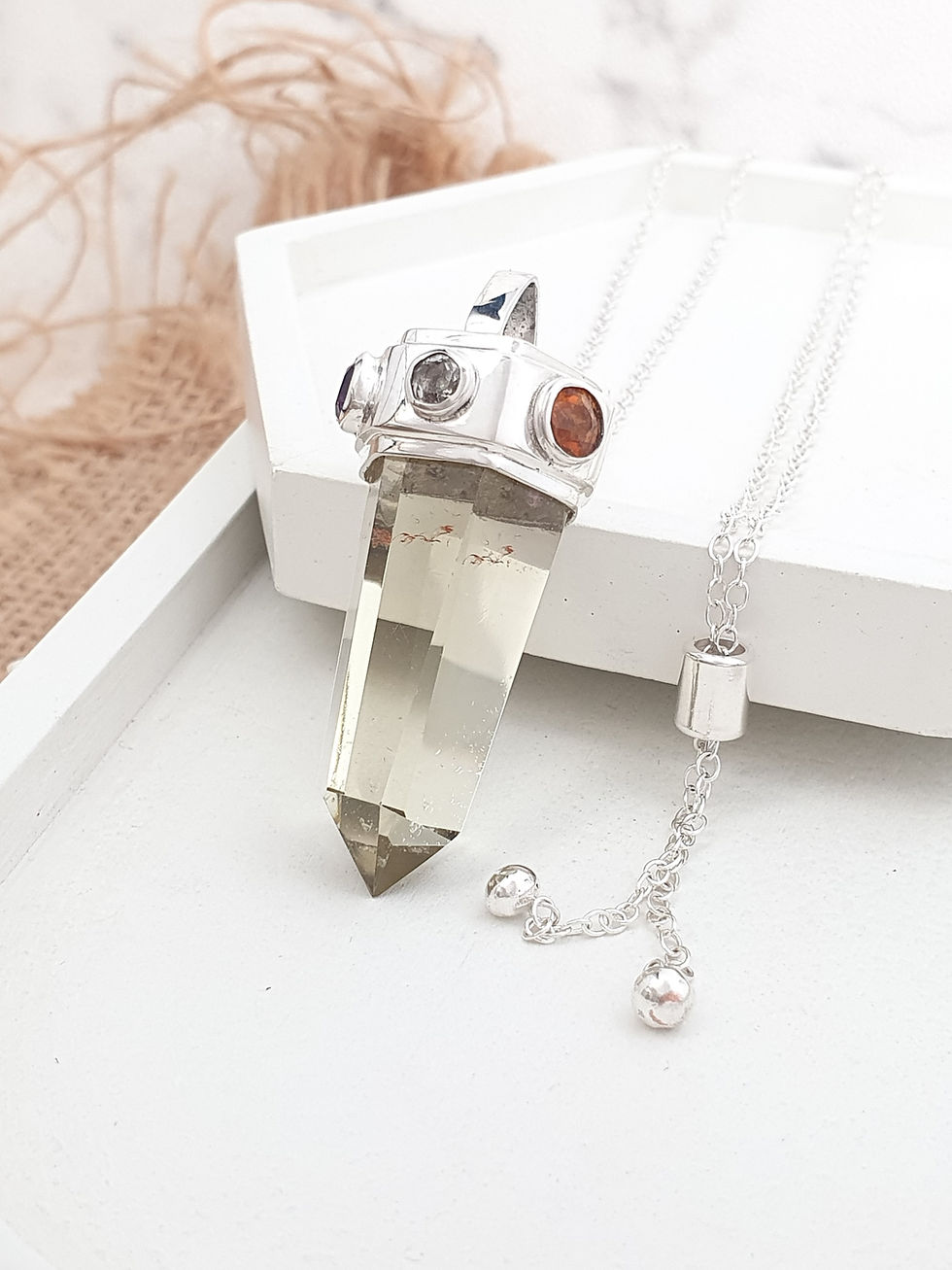 Miniaturbild: Sterling silver necklace with Citrine and Spinel | NL779083