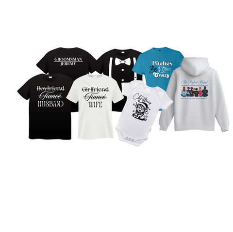 sublimated and vinyl-designed products. These are created using special printers and precise cutting tools to produce visually appealing designs that are heat-transferred onto clothing and accessories, such as shirts, pants, jackets, and bags.