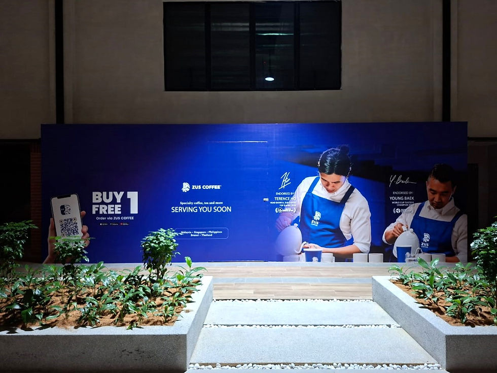 Hoarding and visual installation at Kiara Bay for Zus Coffee