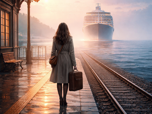 Ich stehe am Bahnhof und warte auf ein Schiff