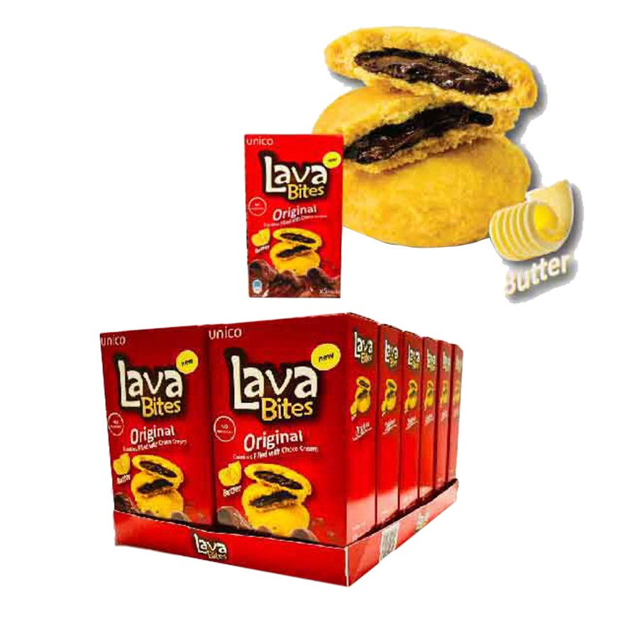 Thumbnail: Unico Lava Bites - Butter Chocolate Strawberry Cookies 50g (x5)