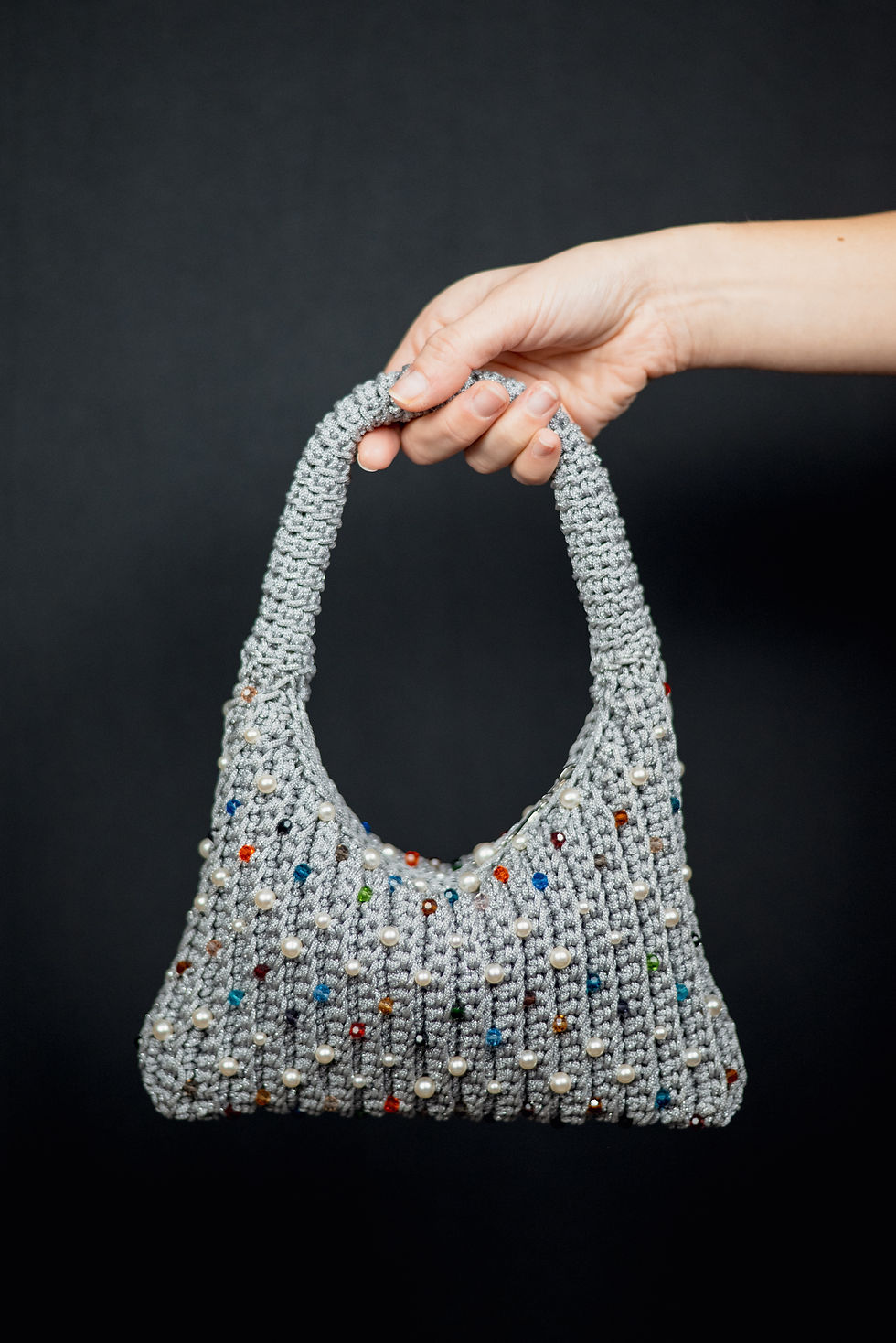 Miniatura: Borsa ARIANNA con Perle e Cristalli vista frontale