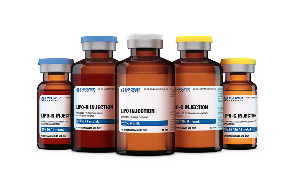 lipotropic injection vials from one of our partners, Empower pharmacy.