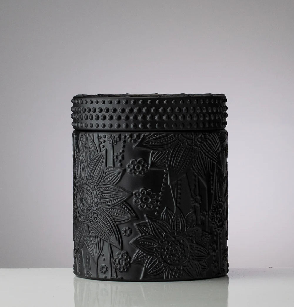 Black Glass Vessel  11  oz