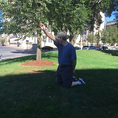 Players hunt for items in the Springfield scavenger hunt tour with Operation City Quest