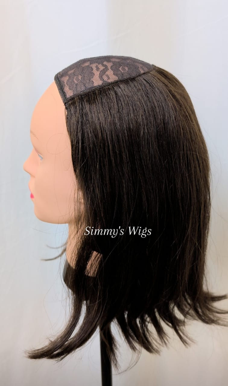 Dark Brown 15" European Human Hair HatFall Wig 21E- Simmys London