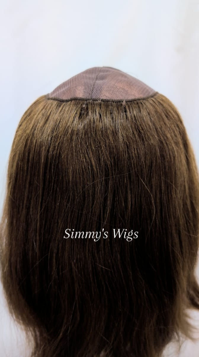 Medium Brown Red 15" European Human Hair HatFall Wig 21J- Simmys London