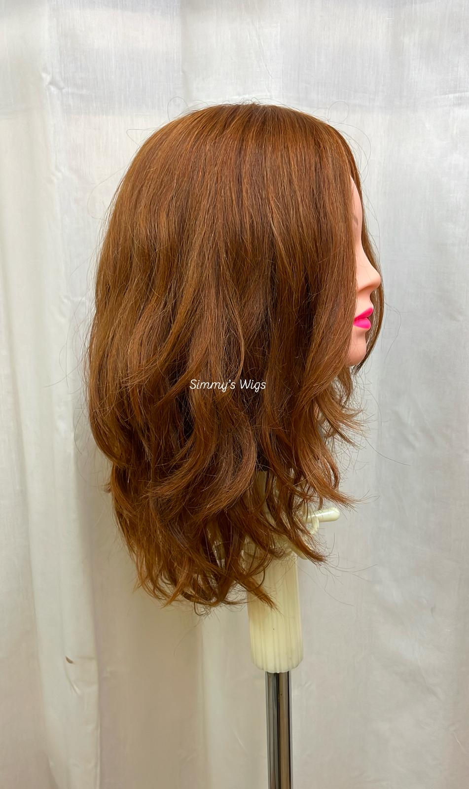9T- Skin Top Simmys London European Real Human Hair Wig Red