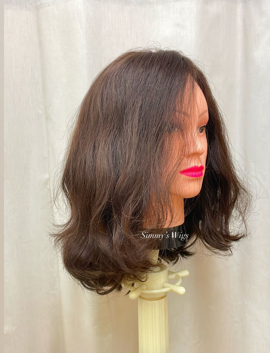 9Y- Skin Top Simmys London European Human Hair Wig Dark Brown