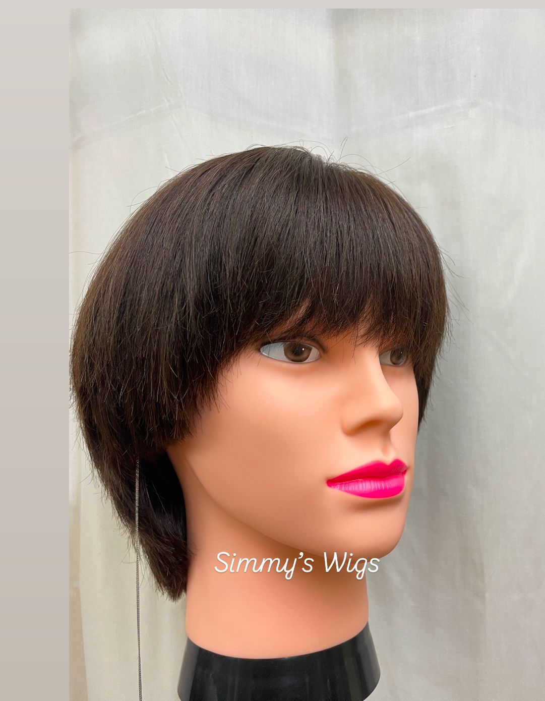 Human hair multi directional wig brunette