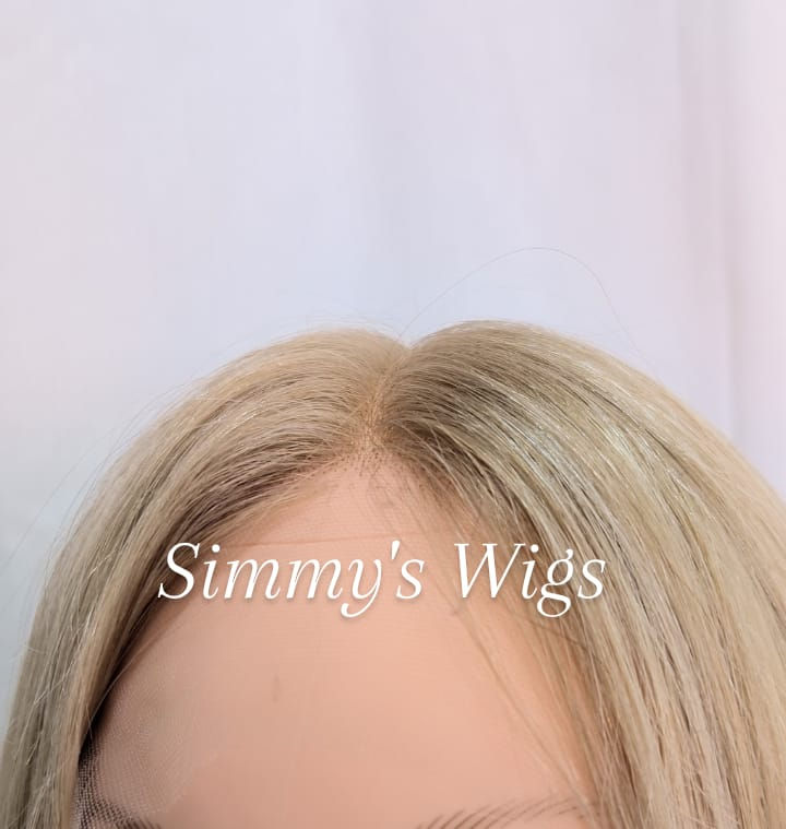 Thumbnail: 8z-Exclusive line. 16" Blonde Lace Front Top Wig European Human hair