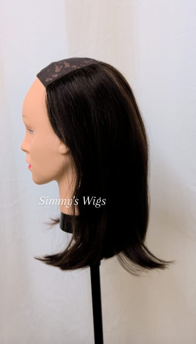 Brown Copper Highlights 16" European Human Hair HatFall Wig 21H- Simmys London