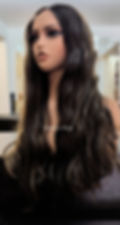 Thumbnail: Chocolate Brown Balayage Wavy 25" Lace Front Wig European Human Hair Simmys Wigs London