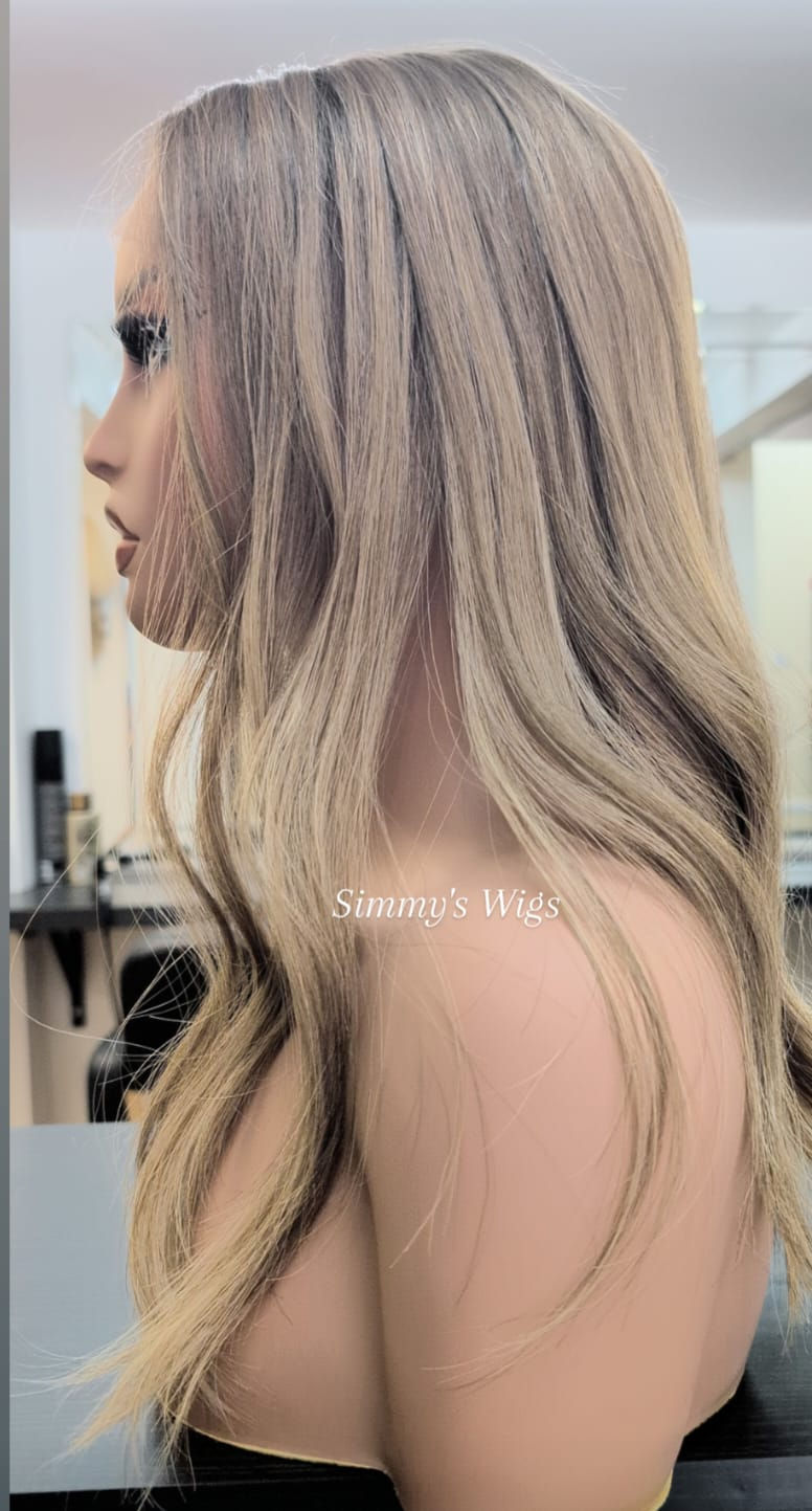 Thumbnail: Biscuit Blonde 18" European Human Hair Lace Topper  13J- Simmys London