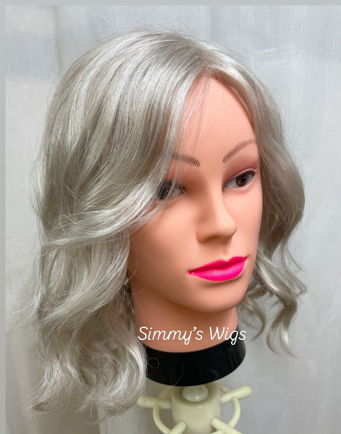 synthetic lace front wig silver