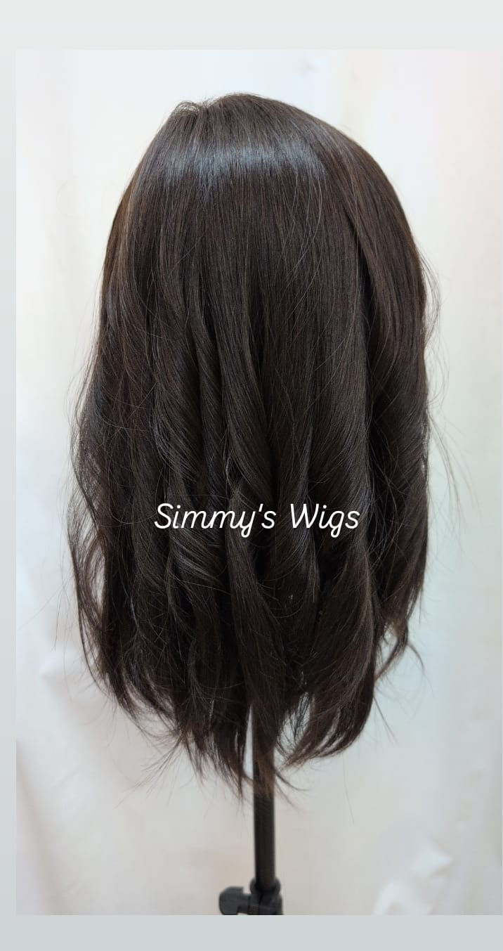 Thumbnail: Brown 19" SKin Top European Human Hair Wig 18iG- Simmys London
