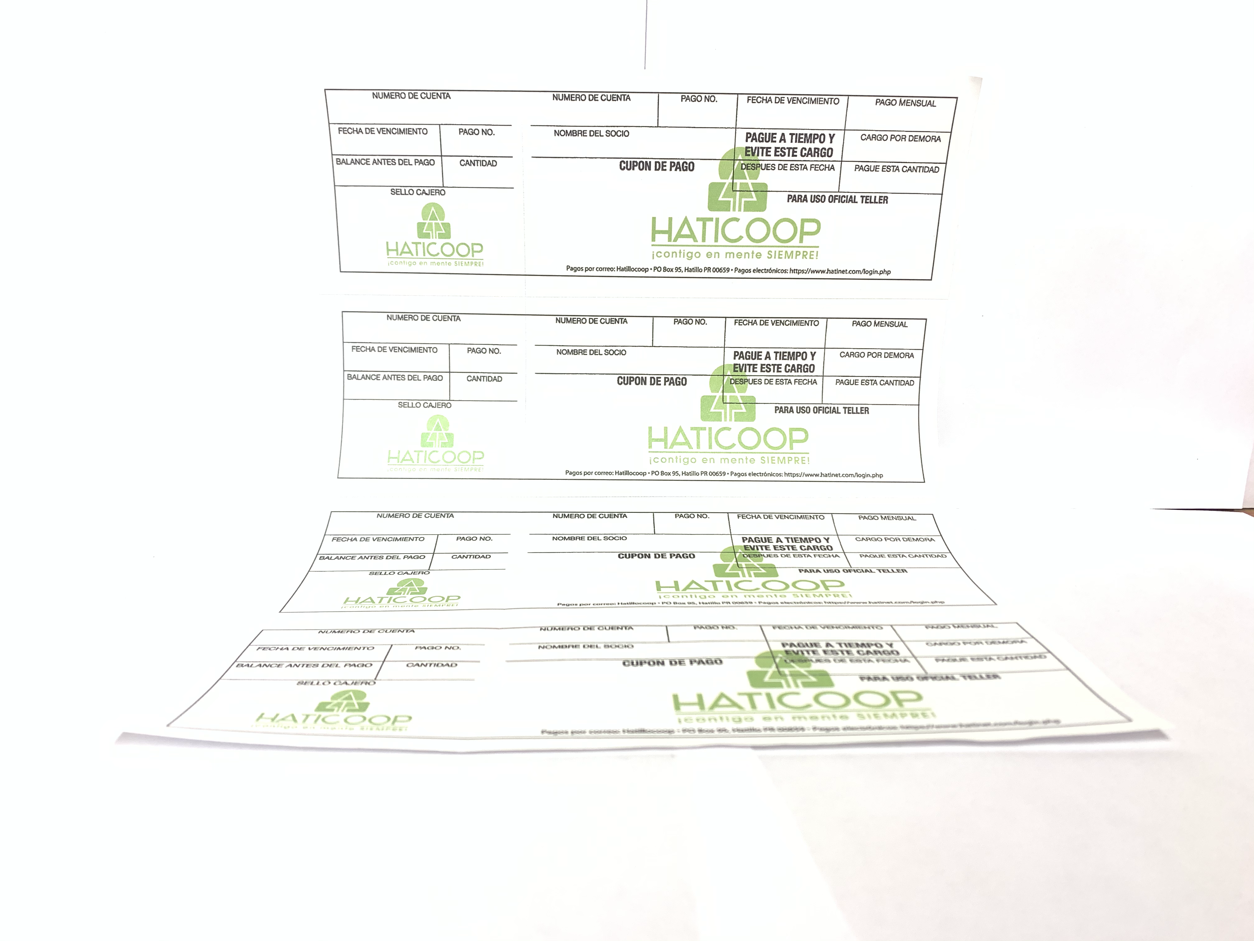 Hojas de Cupones de Pago