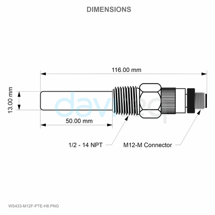 Wireless Process Temperature Sensor - WS433-M12F-PTE