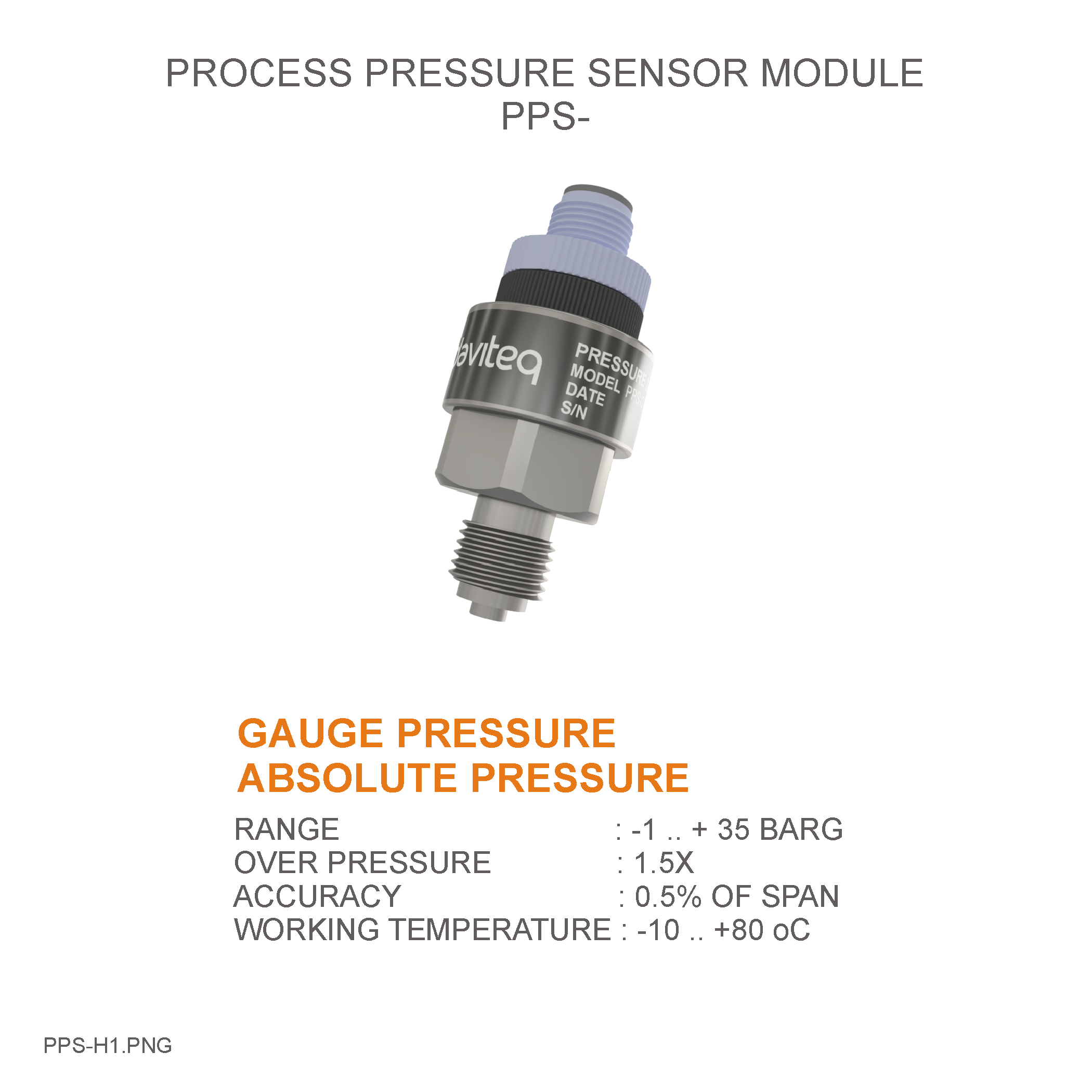 PPS Pressure Sensor Module with 0.5% Accuracy & 700 Bar Range