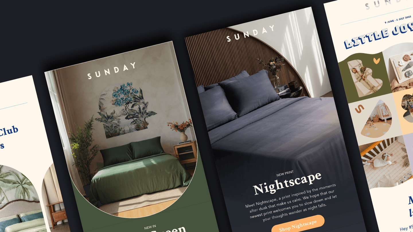 email newsletter design for sunday bedding