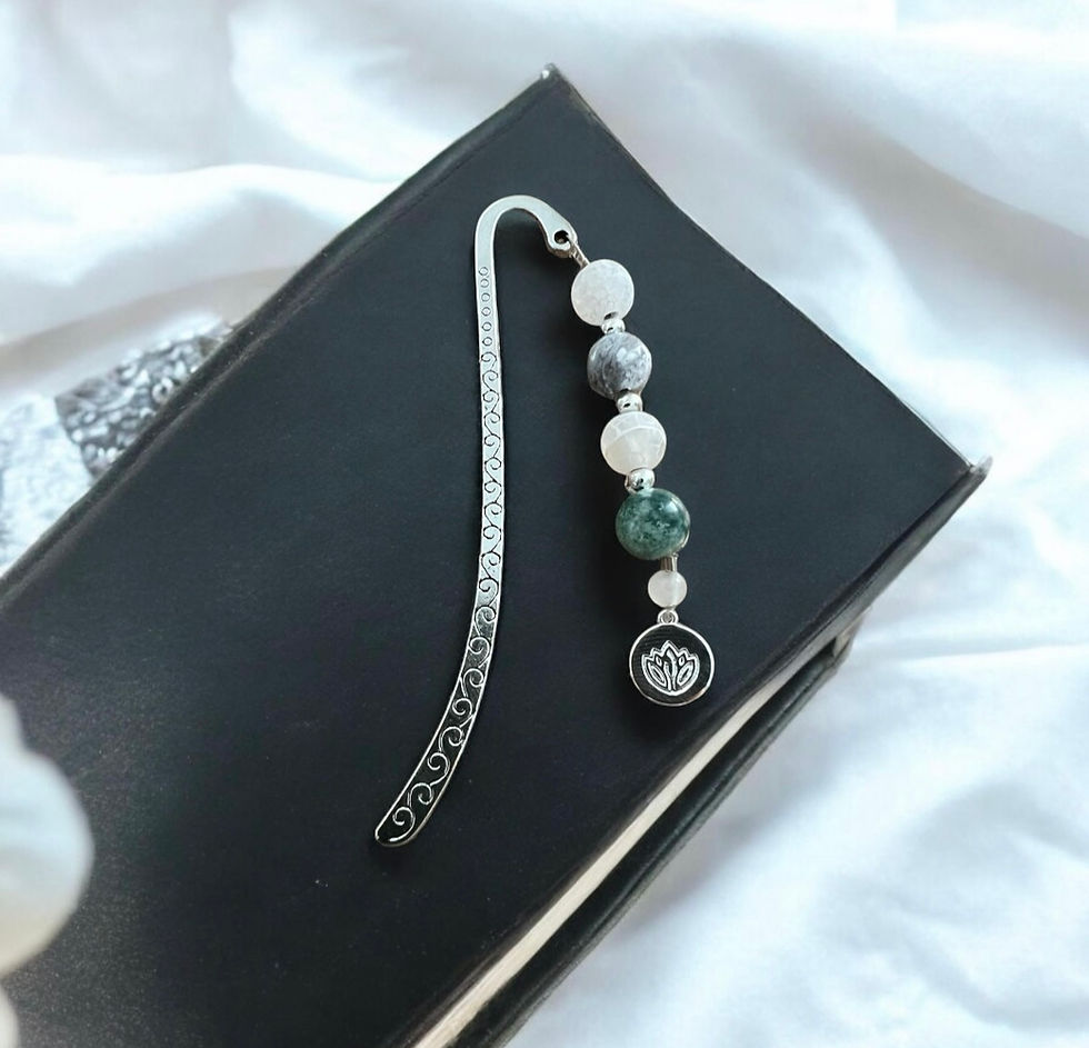 Lotus Flower Bookmark with Agate