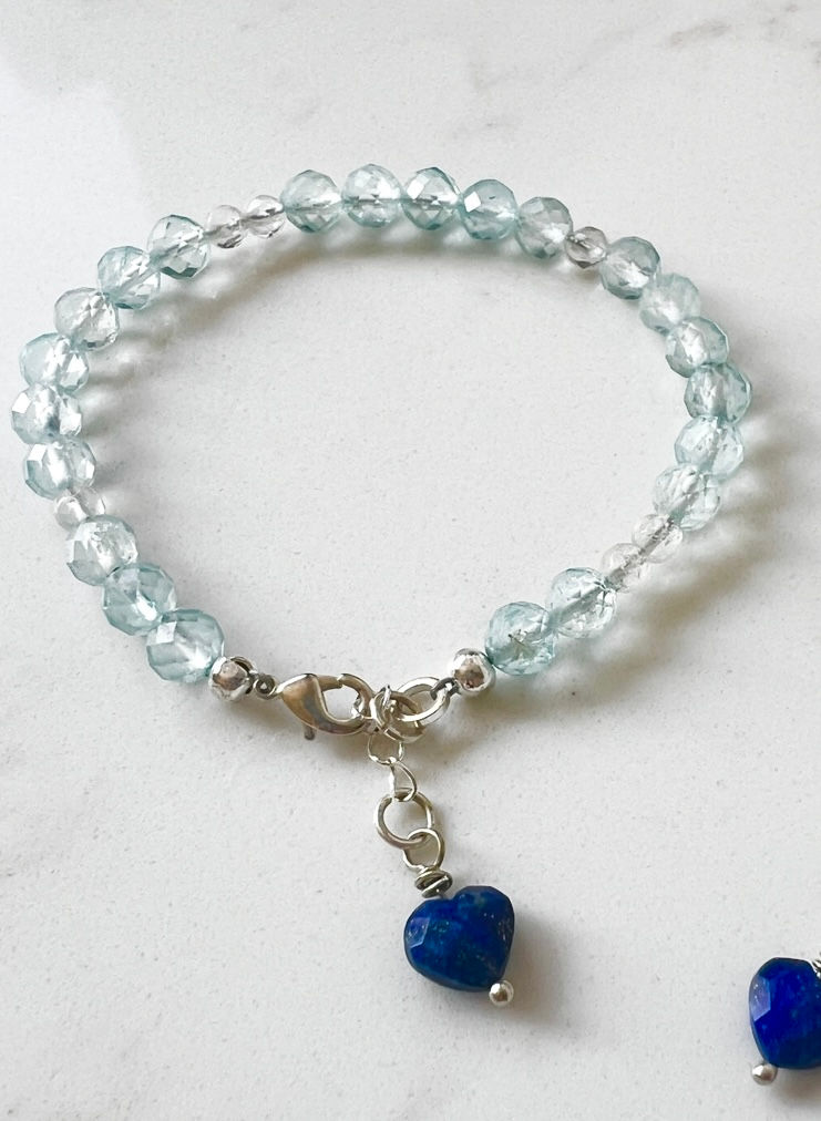 Thumbnail: Still Waters – Blue Topaz, Sodalite & Crystal Quartz Bracelet and Earrings | Nov