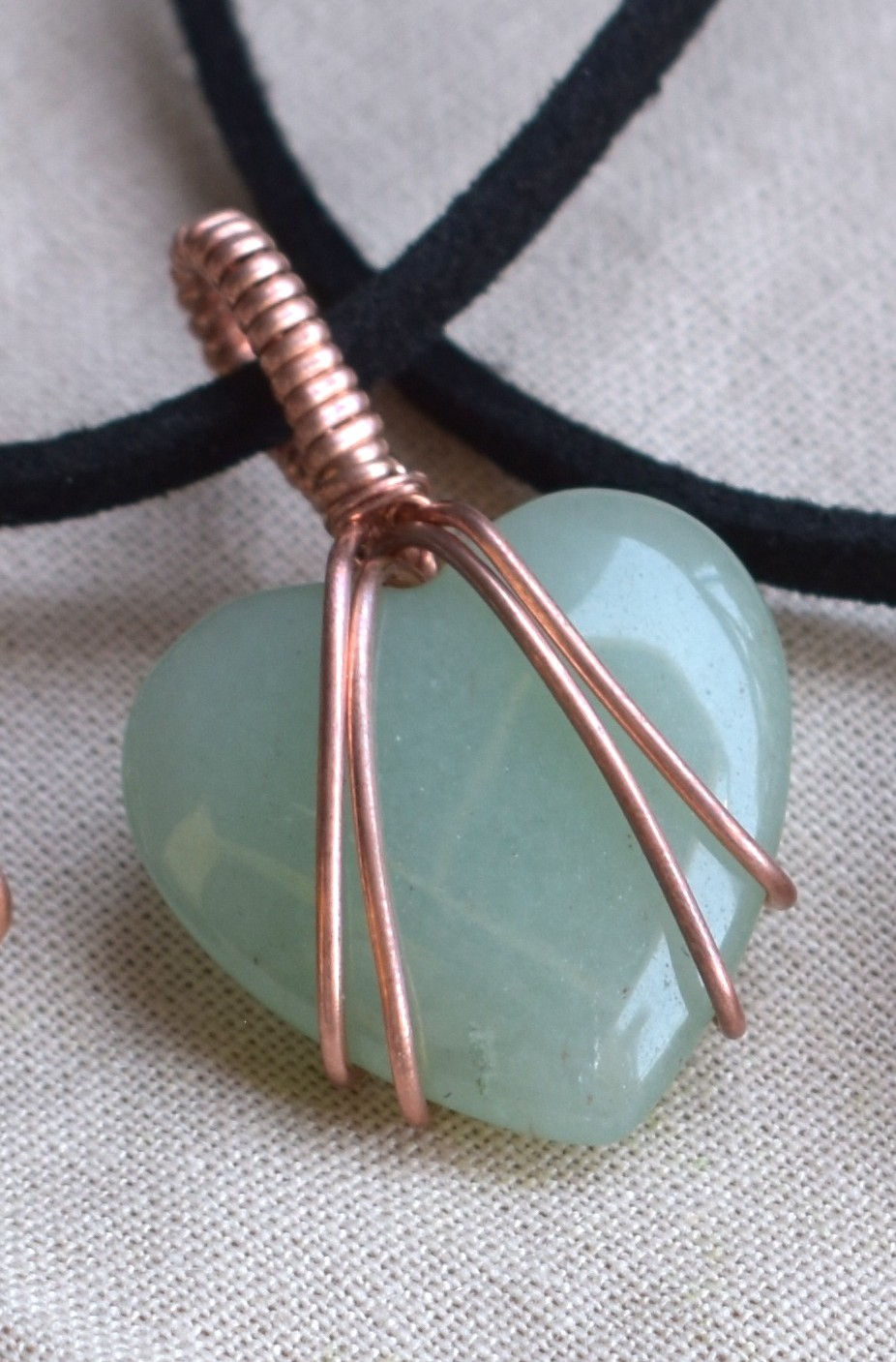 Thumbnail: Green Aventurine Wire wrapped Heart Pendants